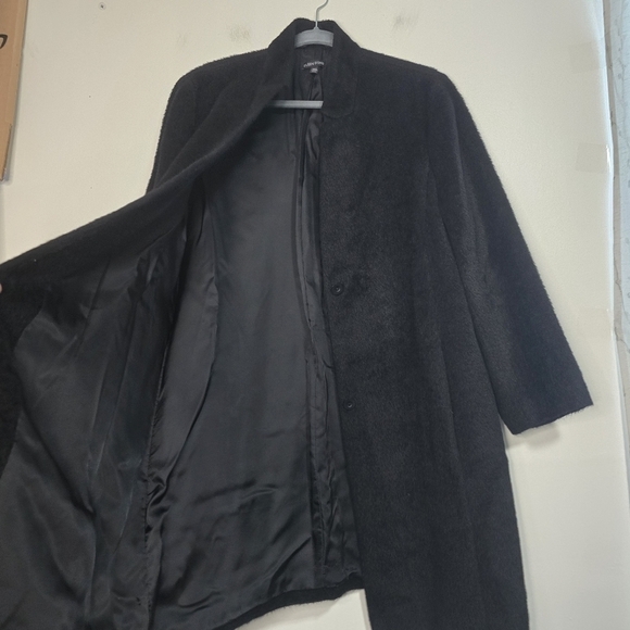 Eileen Fisher Sheared Texture Black Coat suri alpaca and wool blend pockets - Picture 3 of 12